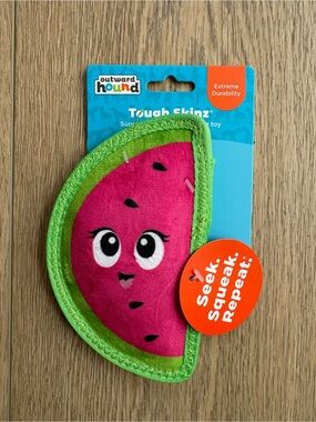 Outward Hound Pink & Green Watermelon Plush Squeak Toy